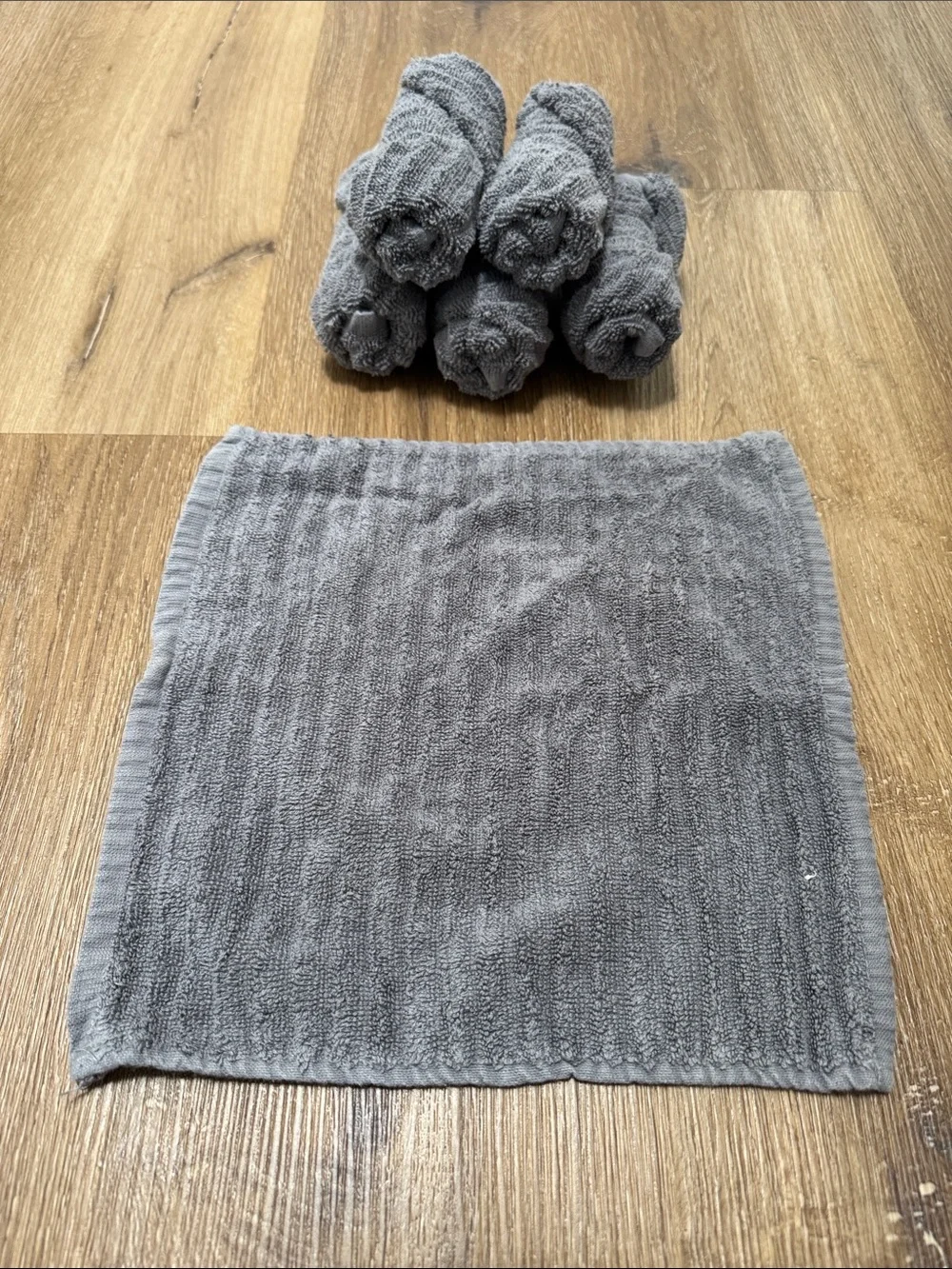 Set of 6 Plush Gray Wash Cloths